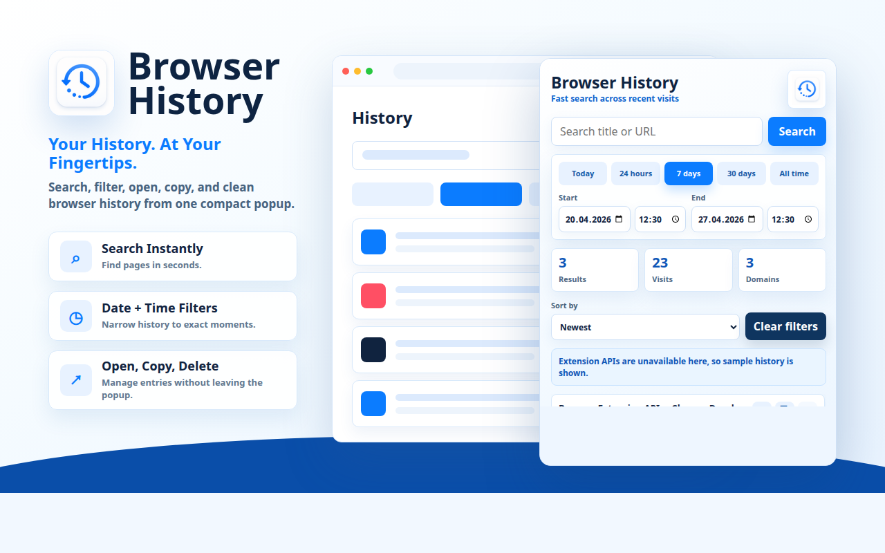 Nyembul ekstensi Riwayat Browser