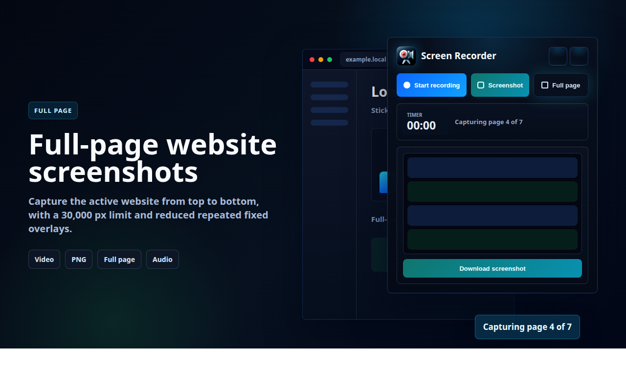 Screen Recorder njupuk kaca lengkap