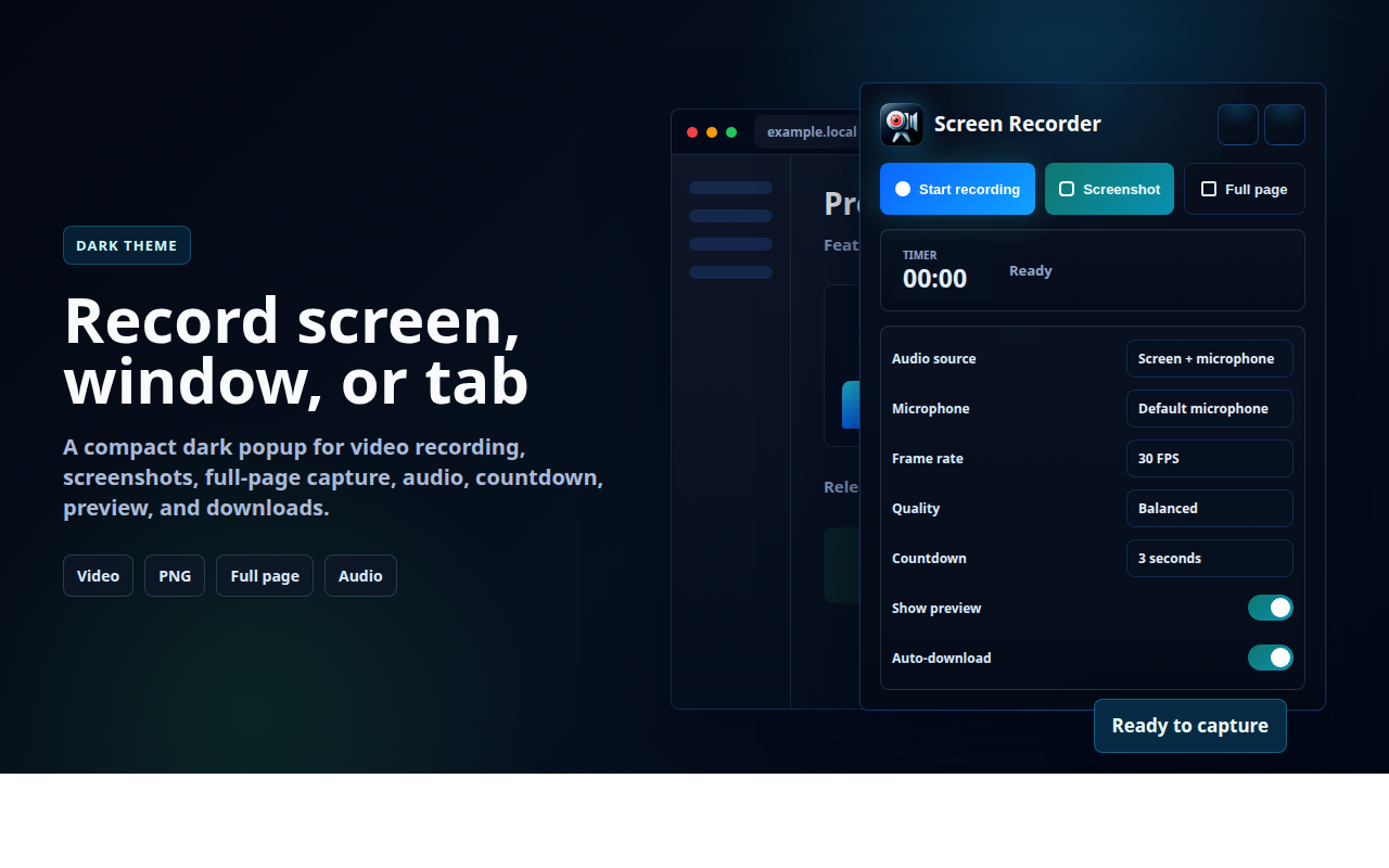 Perekam layar popup