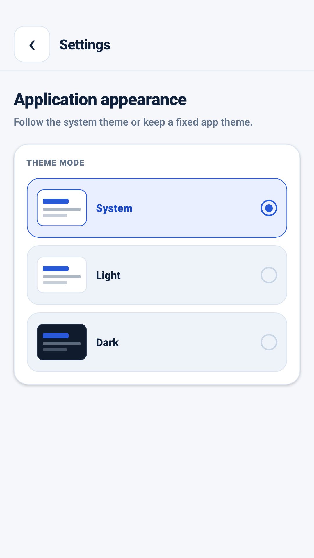 Setelan tema AppMetrica Viewer