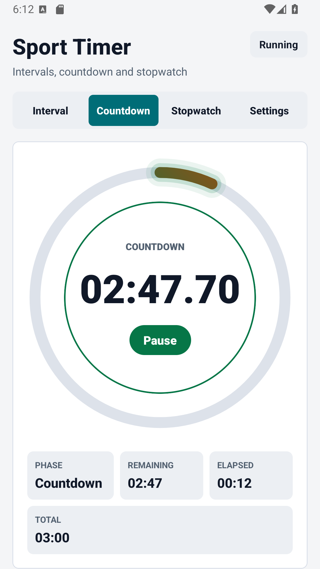 Layar countdown Timer Olahraga